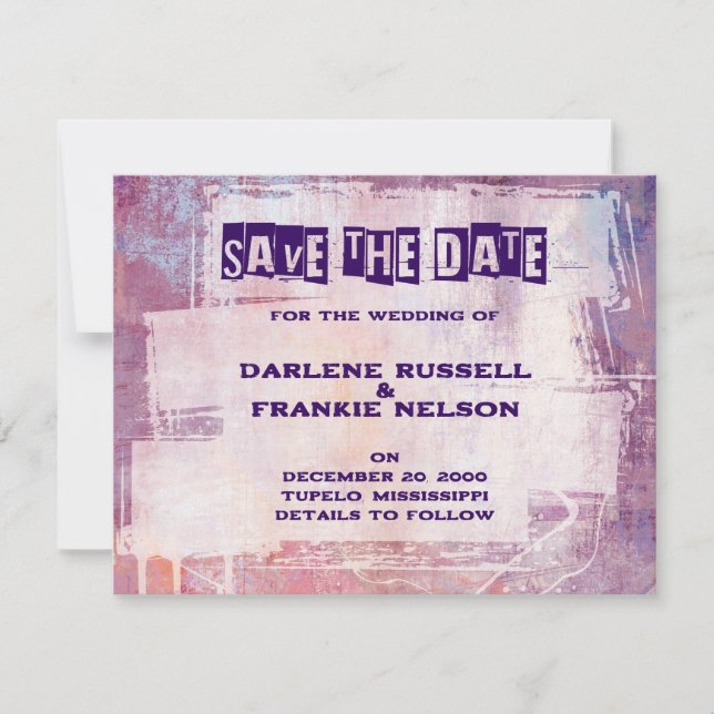 Punk Graffiti Rock and Roll Wedding Save The Date (Front)