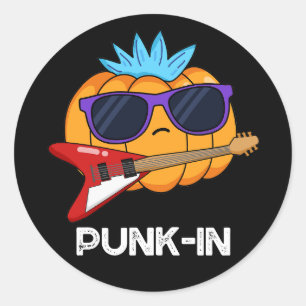 Punk-in Funny Punk Rock Pumpkin Pun Dark BG Classic Round Sticker