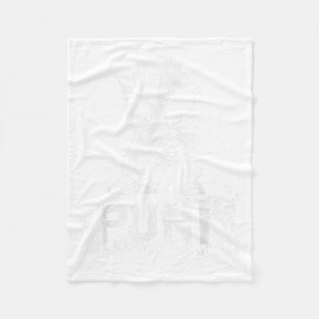 Punk Kitten Cat With Mohawk Nge Gothic Design  Fleece Blanket (Front)