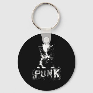 Punk Kitten Cat With Mohawk Nge Gothic Design  Key Ring