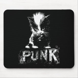 Punk Kitten Cat With Mohawk Nge Gothic Design  Mouse Mat
