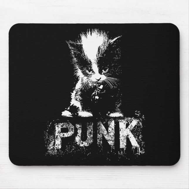 Punk Kitten Cat With Mohawk Nge Gothic Design  Mouse Mat (Front)