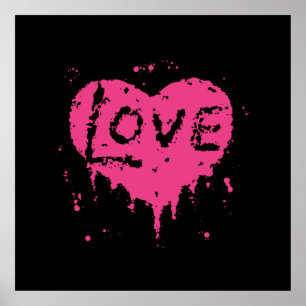 Punk love heat black and hot pink poster