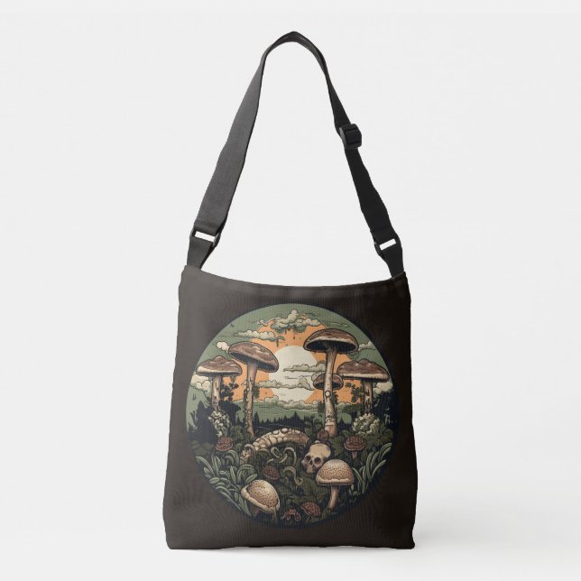 Punk Mushroom Forest Crossbody Bag (Front)