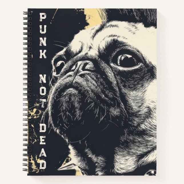 Punk Not Dead Bulldog – Rock Dog Art Notebook (Front)