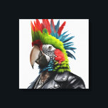 Punk Parrot Canvas Print<br><div class="desc">Funny Punk Rocker Parrot with mohican hairstyle wearing a leather jacket.</div>