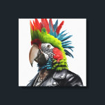 Punk Parrot Canvas Print<br><div class="desc">Funny Punk Rocker Parrot with mohican hairstyle wearing a leather jacket.</div>
