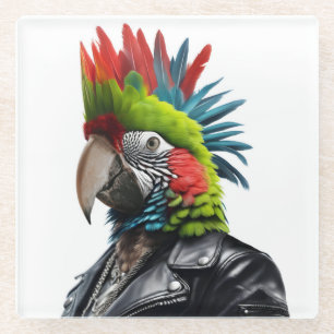 Punk Parrot Glass Coaster