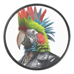 Punk Parrot Hockey Puck