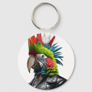 Punk Parrot Key Ring