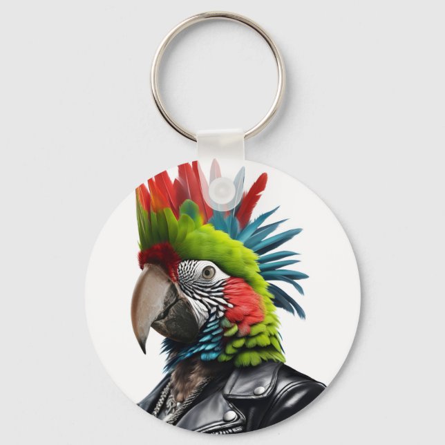 Punk Parrot Key Ring (Front)
