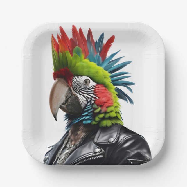 Punk Parrot Paper Plate (Front)