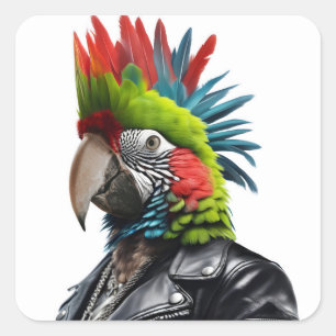 Punk Parrot Square Sticker