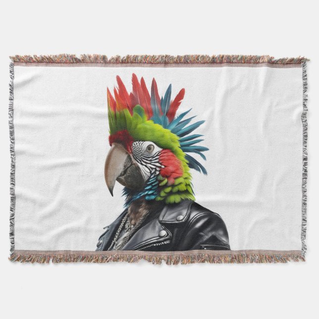Punk Parrot Throw Blanket (Front)