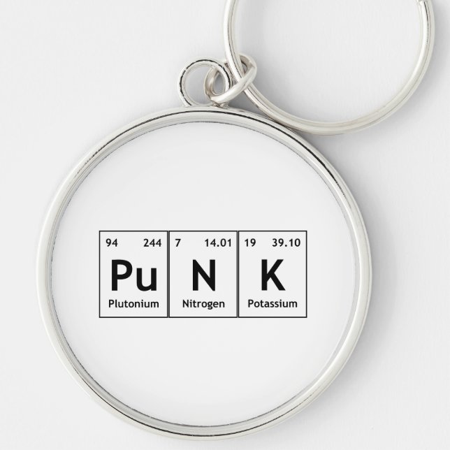 PuNK Periodic Table Element Word Chemistry Symbols Key Ring (Front)