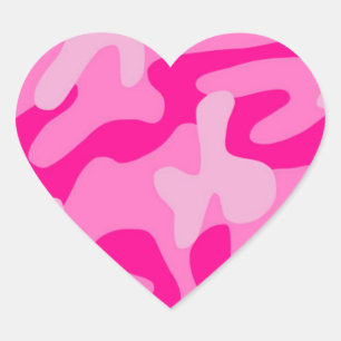 Punk Pink Camo Heart Sticker