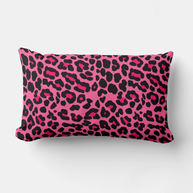 Punk  Pink Leopard Print Lumbar Cushion (Front)