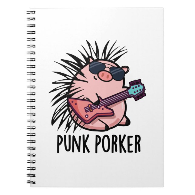 Punk Porker Funny Punk Rocker Pig Pun  Notebook (Front)