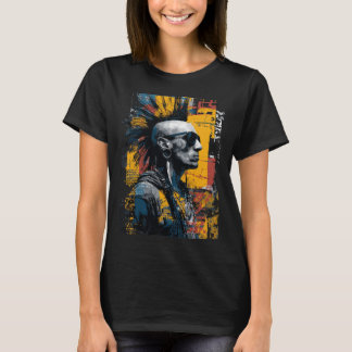 Punk Portrait with Mohawk Urban Art T-Shirt