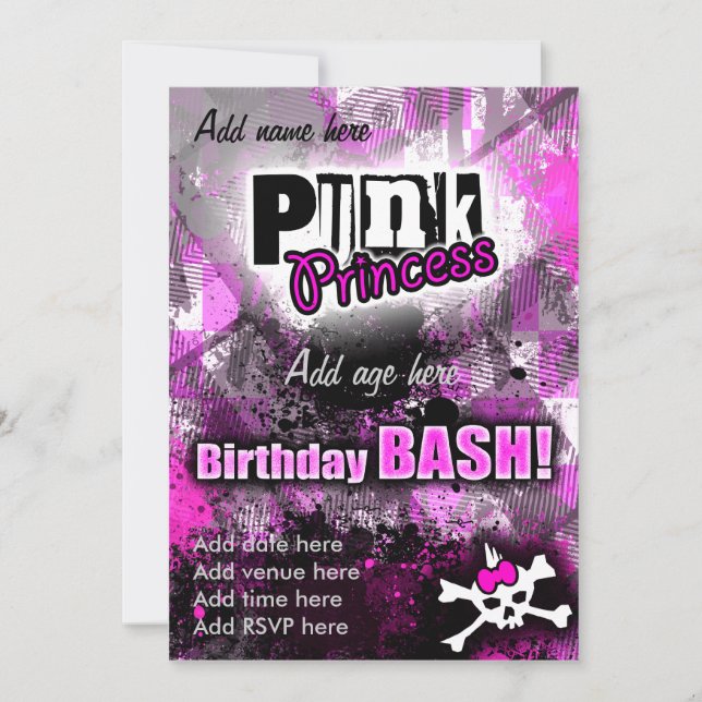 Punk Princess Birthday Bash Invitation (Front)