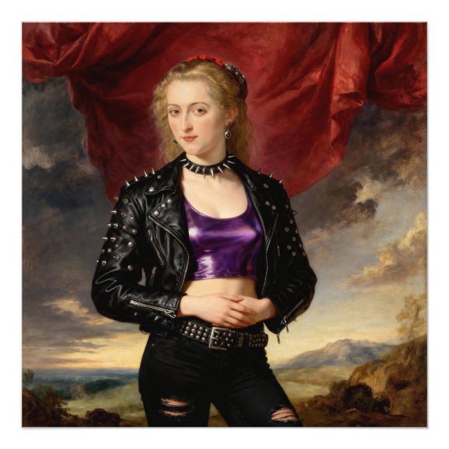 Punk Princess in Leather Jacket Photo Print (Front)