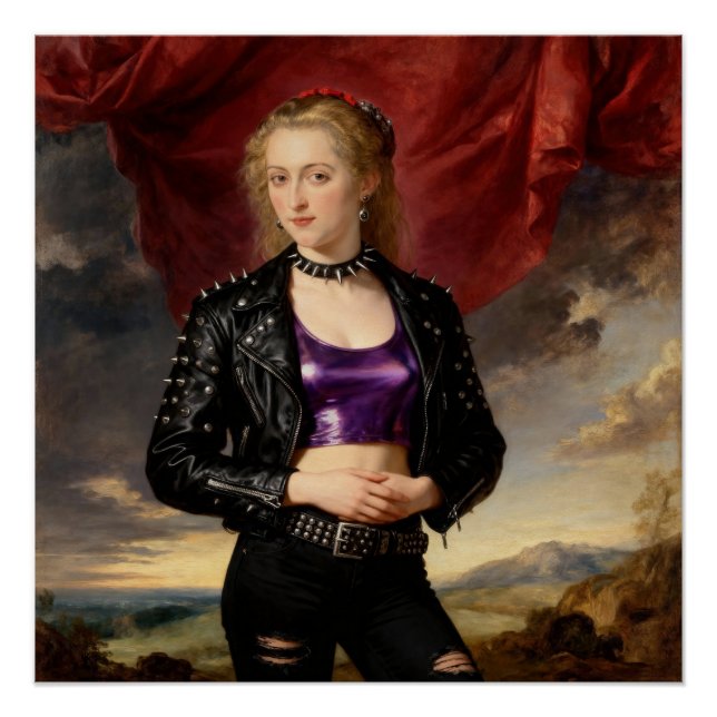 Punk Princess in Leather Jacket Poster (Front)