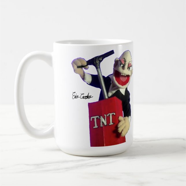 punk puppet with TNT plunger Coffee Mug (Left)