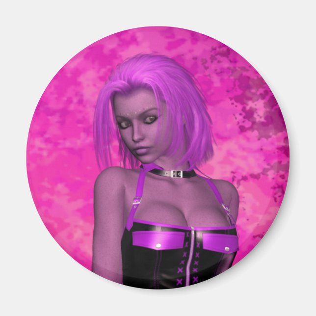 Punk rave fantasy woman magnet (Front)