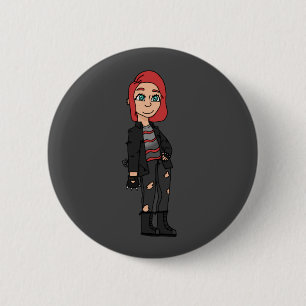 punk red head girl 6 cm round badge