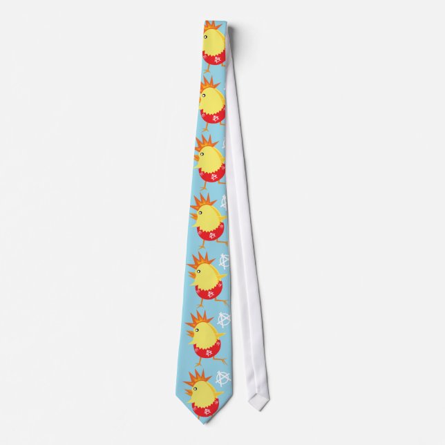 punk rock anarchy easter chick mens neck tie (Front)