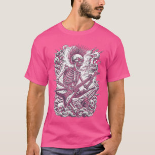 Punk Rock And Roll Skeleton Playing Guitar Guitari T-Shirt