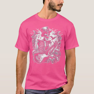 Punk Rock And Roll Skeleton Playing Guitar Guitari T-Shirt