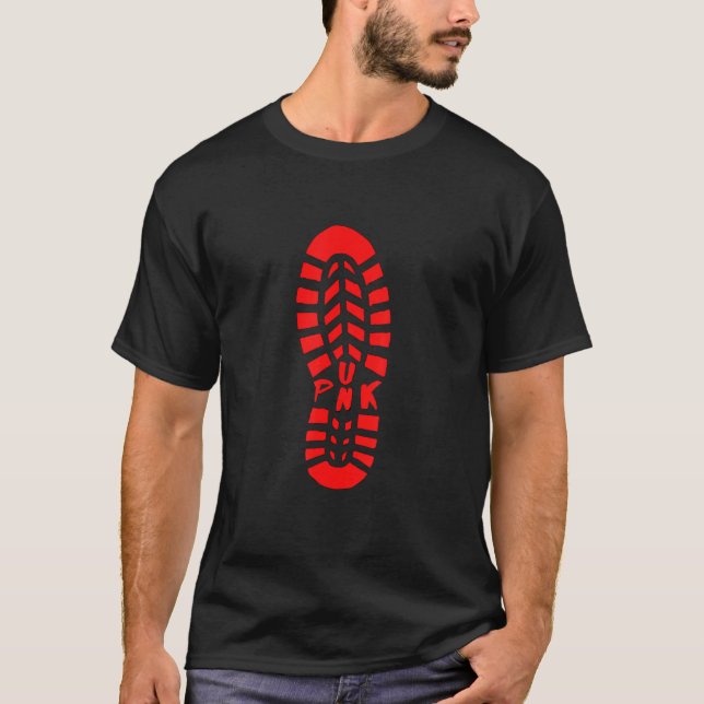 Punk Rock Boot Print T-Shirt (Front)