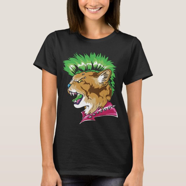 Punk Rock Cat  Punks Not Dead T-Shirt (Front)