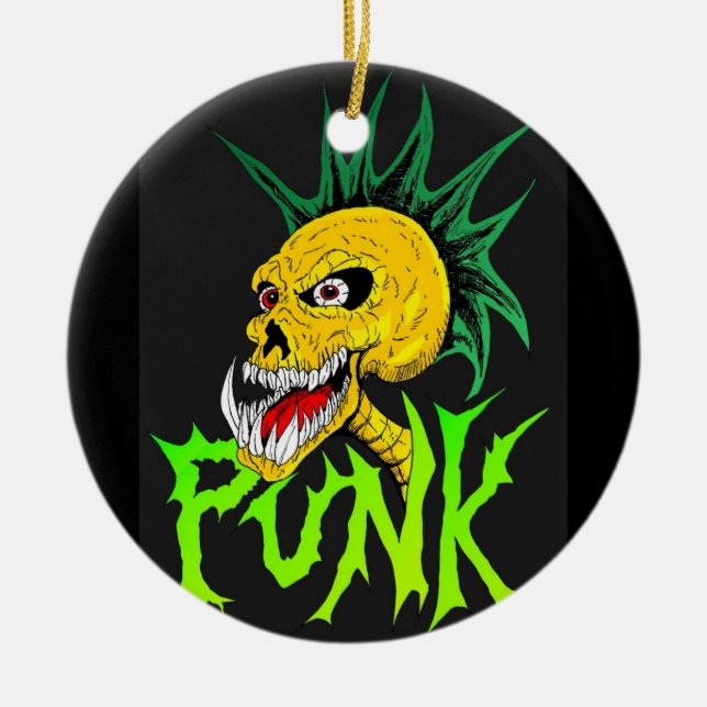 Punk Rock Ceramic Tree Decoration (Front)