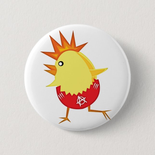 punk_rock_chicken_ 6 cm round badge (Front)