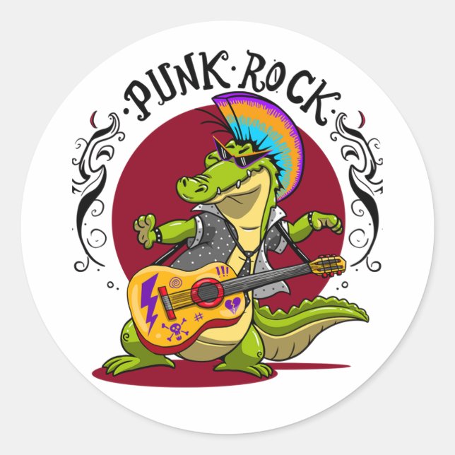 Punk Rock Classic Round Sticker (Front)