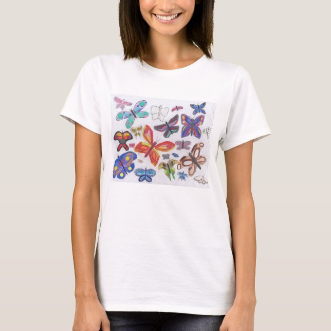 Punk Rock Doodle #28 Colour Butterflies Women's T-Shirt (Front)