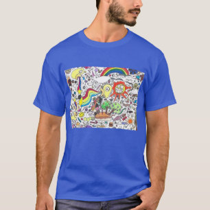 Punk Rock Doodle #5 Happy Sunshine Blue Regular T-Shirt