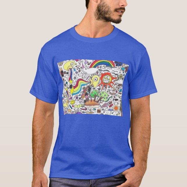 Punk Rock Doodle #5 Happy Sunshine Blue Regular T-Shirt (Front)