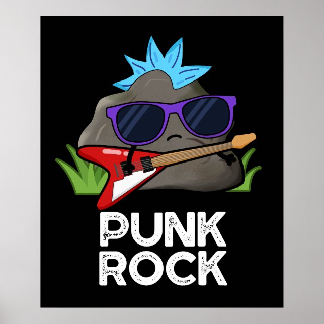 Punk Rock Funny Music Pun Dark BG Poster (Front)