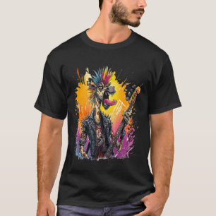 Punk Rock Giraffe Tattoos Piercings Mohawk Guitar  T-Shirt