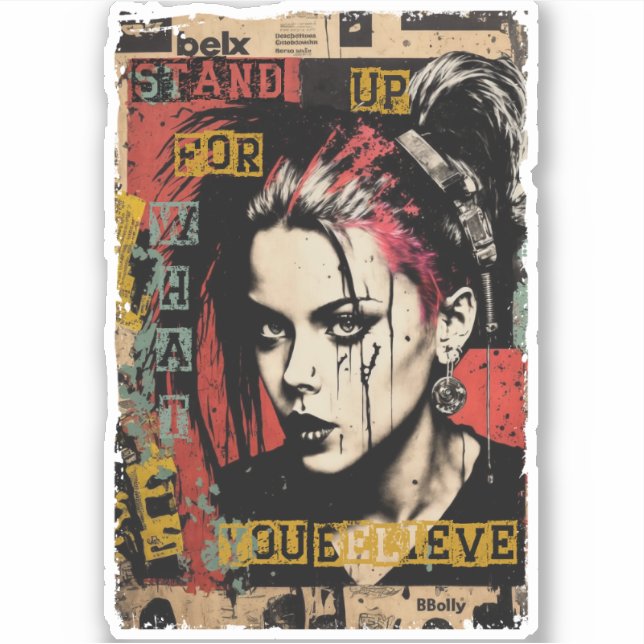 Punk Rock Girl Street Art Quote Graffiti Grunge   (Front)