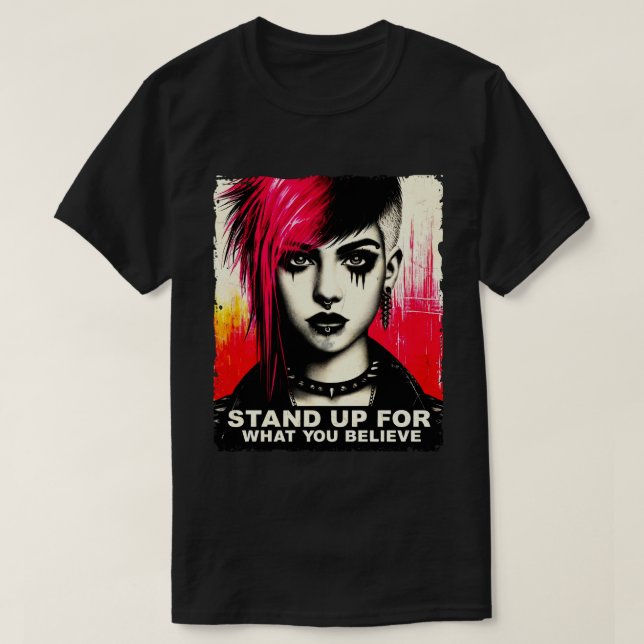 Punk Rock Girl Street Art Quote Graffiti Grunge   T-Shirt (Design Front)