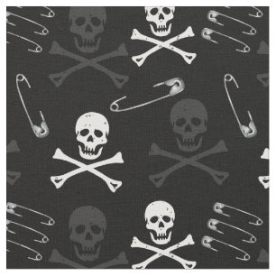 Punk Rock Goth Grunge Skulls Black Fabric