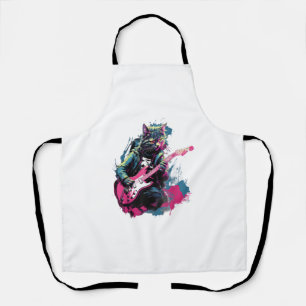 Punk Rock Guitar Calico Cat Guitarist Apron