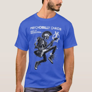 Punk Rock Guitar Music Skeleton Psychobilly Chaos  T-Shirt