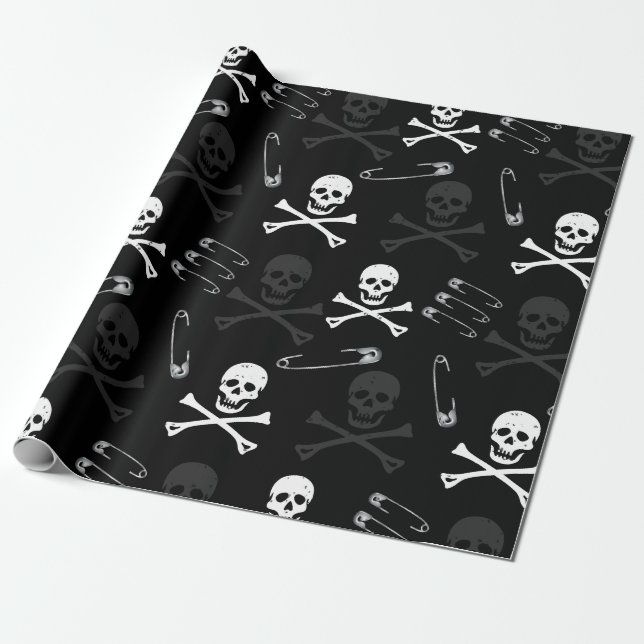 Punk Rock Heavy Metal Music Wrapping Paper (Unrolled)