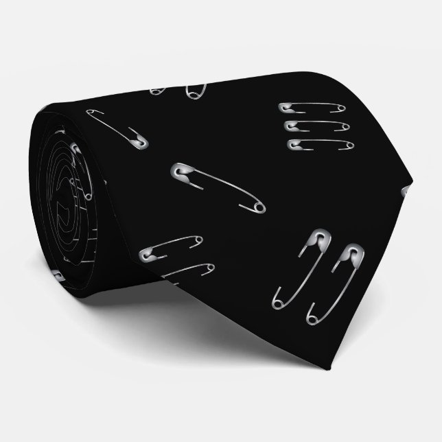 Punk Rock Heavy Metal Safety Pins Tie (Rolled)