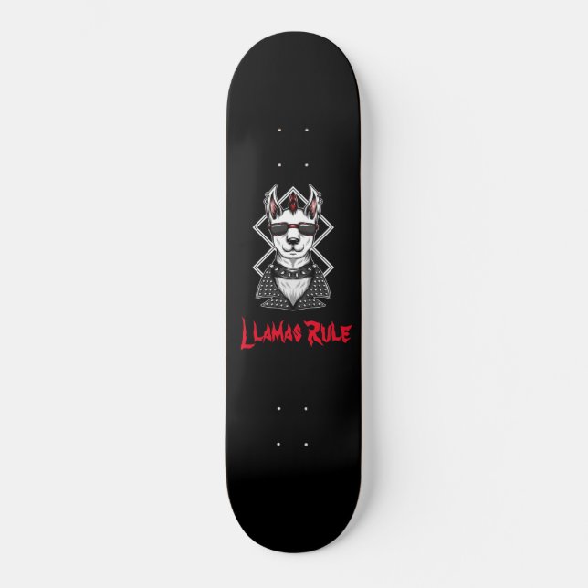 Punk Rock Llamas Rule Skateboard (Front)